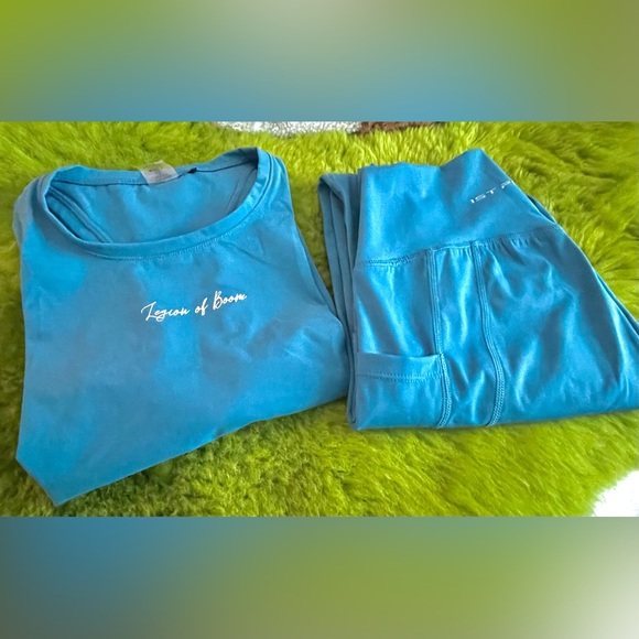 SOLD 1st Phorm Venture Leggings & Training Workout Tank Set | Steel Blue | M/L - Picture 3 of 10